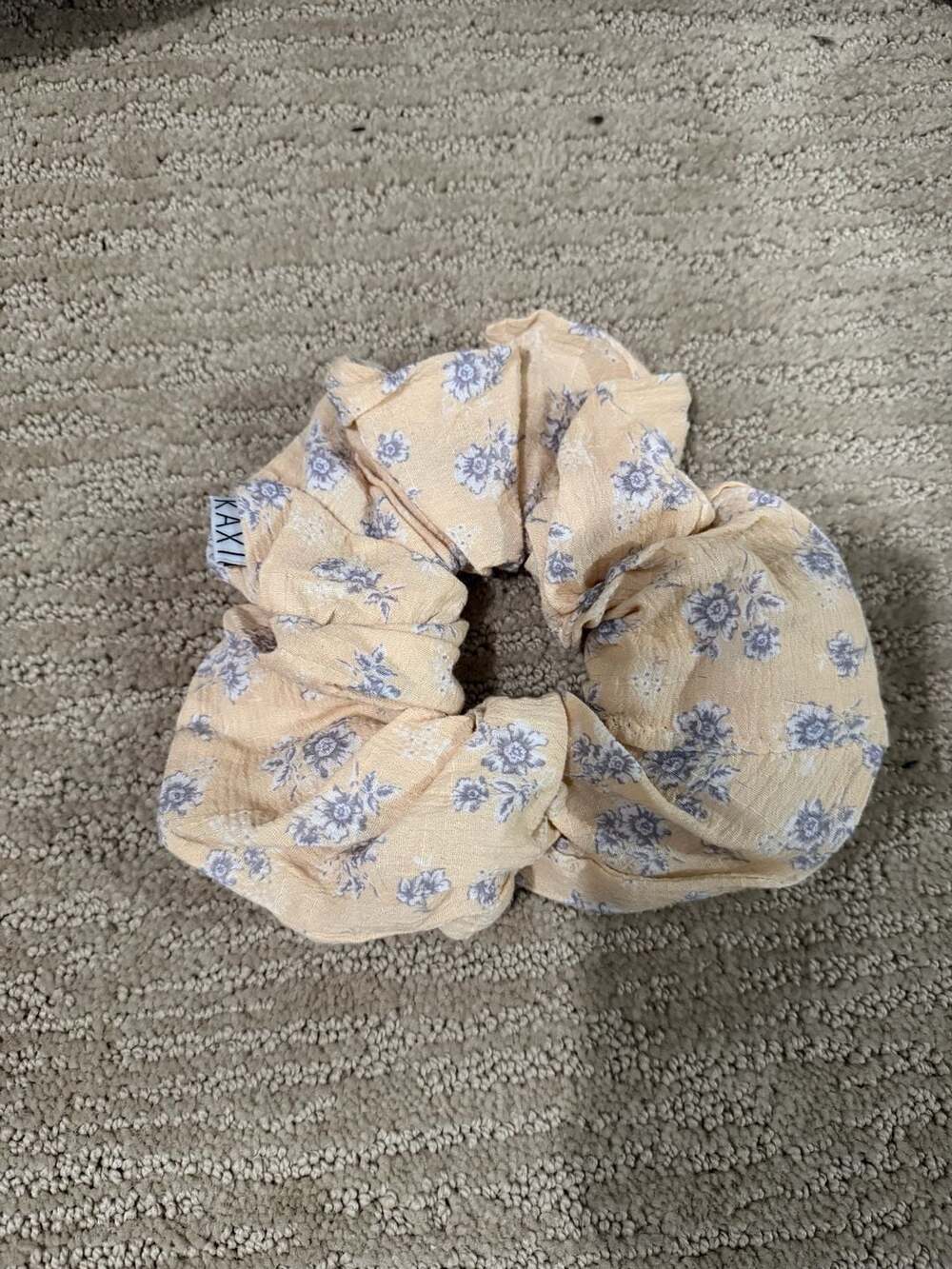 Kaxi Oversized Peach and Purple Floral Hair Scrunchie
